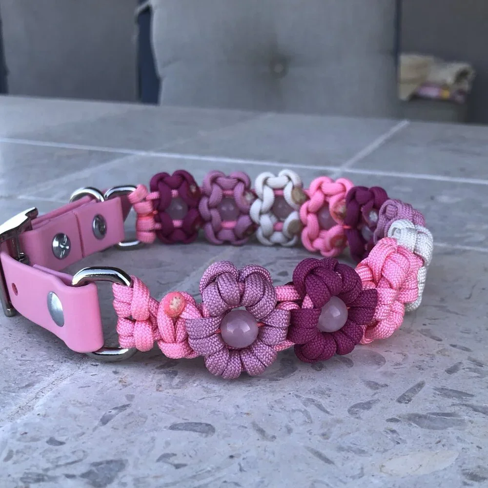 Pink Flower Dog Collar ~ Adjustable 15